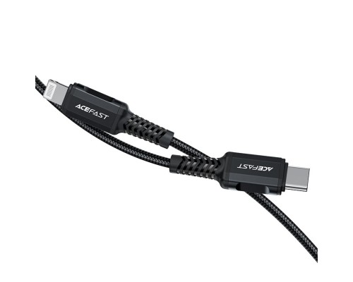 Кабель ACEFAST C4-01 Type-C to iP 3A, 30W, 1.8m, nylon, zinc connectors, Black (6974316281306)