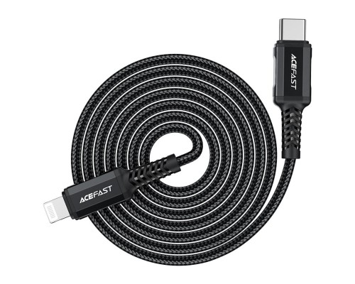 Кабель ACEFAST C4-01 Type-C to iP 3A, 30W, 1.8m, nylon, zinc connectors, Black (6974316281306)