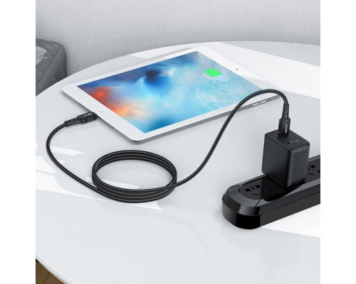 Кабель ACEFAST C4-01 Type-C to iP 3A, 30W, 1.8m, nylon, zinc connectors, Black (6974316281306)
