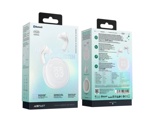Бездротові навушники ACEFAST T9 Crystal (Air) color bluetooth earbuds Porcelain White (6974316282549)