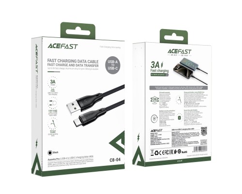 Кабель ACEFAST C8-04 USB-A to USB-C charging data cable Black (6974316282693) Кабель ACEFAST C8-04 USB-A to USB-C charging data cable Black (6974316282693)