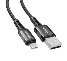 Кабель ACEFAST C1-02 USB to iP 2.4A, 1.2m, nylon, aluminum connectors, Black (AFC1-02B)