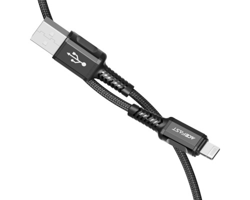 Кабель ACEFAST C1-02 USB to iP 2.4A, 1.2m, nylon, aluminum connectors, Black (AFC1-02B) Кабель ACEFAST C1-02 USB to iP 2.4A, 1.2m, nylon, aluminum connectors, Black (AFC1-02B)