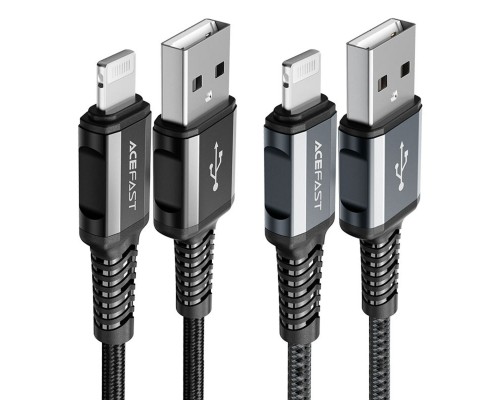 Кабель ACEFAST C1-02 USB to iP 2.4A, 1.2m, nylon, aluminum connectors, Black (AFC1-02B) Кабель ACEFAST C1-02 USB to iP 2.4A, 1.2m, nylon, aluminum connectors, Black (AFC1-02B)
