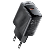 Мережевий зарядний пристрій ACEFAST A102 PD30W GaN single USB-C charger (EU) Black (6974316283287)