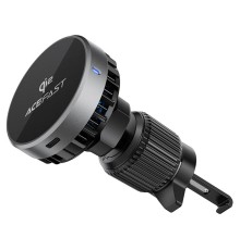 Автотримач для телефона з БЗП ACEFAST D40 Qi2 Magnetic Wireless Charging car holder with Ice Cooling for air vent Metal gray (6974316283751)