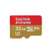 Карта пам'яті microSDHC (UHS-1 U3) SanDisk Extreme Action A1 32Gb class 10 V30 (R100MB/s, 667x) (adapter SD) (SDSQXAF-032G-GN6MA)