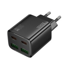 Мережевий зарядний пристрій HOCO N56 Fundador four-port PD30W(2C2A) charger(EU) Black (6942007632492)