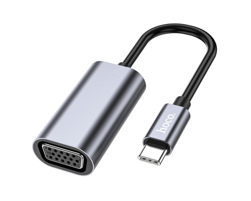 Кабель-перехiдник HOCO UA21 Origin Type-C to VGA converter Metal Gray (6931474784100)