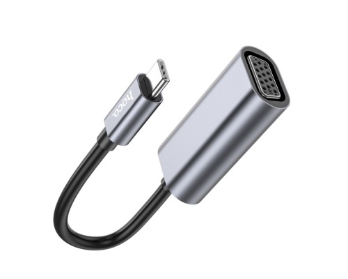 Кабель-перехiдник HOCO UA21 Origin Type-C to VGA converter Metal Gray (6931474784100)
