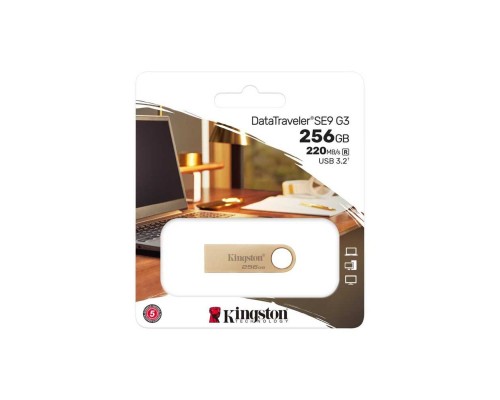 Флеш-накопичувач Kingston USB 3.2 SE9 G3 256GB 220MB/s Metal/Gold (DTSE9G3/256GB) Флеш-накопичувач Kingston USB 3.2 SE9 G3 256GB 220MB/s Metal/Gold (DTSE9G3/256GB)