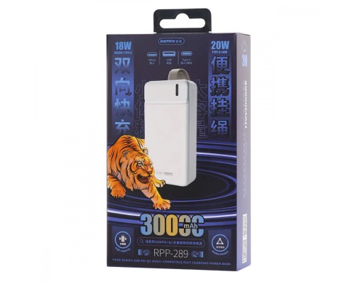 Зовнішній акумулятор REMAX Pure Series PD20W+QC18W Multi-compatible Fast Charging Power Bank 30000Mah RPP-289 White (RPP-289 White) Зовнішній акумулятор REMAX Pure Series PD20W+QC18W Multi-compatible Fast Charging Power Bank 30000Mah RPP-289 White (RPP-289 White)