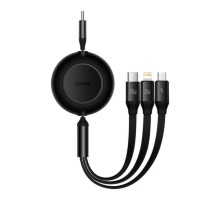 Кабель Baseus Bright Mirror 2 Series Retractable 3-in-1 Fast Charging  Data Cable Type-C to M+L+C 100W 1.1m Black (CAMJ010201)