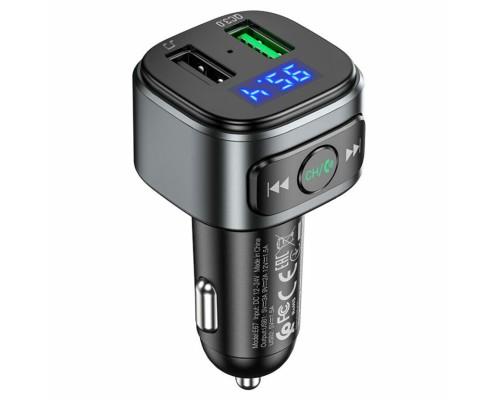 АЗП з FM-модулятором HOCO E67 Fighter QC3.0 18W car BT FM transmitter Black (6931474762122)
