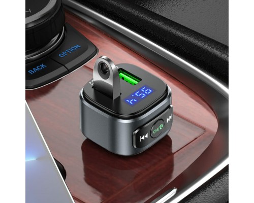 АЗП з FM-модулятором HOCO E67 Fighter QC3.0 18W car BT FM transmitter Black (6931474762122)