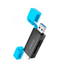 Картрідер BOROFONE DH9 Wisdom 2-in-1 USB/Type-C 3.0 card reader Black Blue (6941991112416)