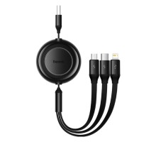 Кабель Baseus Bright Mirror 2 Series Retractable 3-in-1 Fast Charging  Data Cable USB to M+L+C 3.5A 1.1m Black (CAMJ010001)
