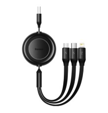 Кабель Baseus Bright Mirror 2 Series Retractable 3-in-1 Fast Charging  Data Cable USB to M+L+C 3.5A 1.1m Black (CAMJ010001)