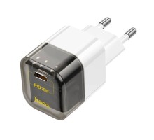 Мережевий зарядний пристрій HOCO C125A Transparent tribute single-port PD20W charger Transparent Black (6931474798336)