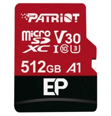 Карта пам'яті microSDXC (UHS-1 U3) Patriot EP Series 512Gb class 10 V30 (R-100MB/s, W-80MB/s) (adapter SD) (PEF512GEP31MCX)