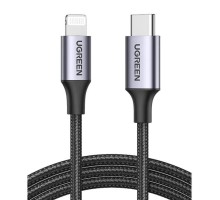 Кабель UGREEN US304 USB-C to Lightning M/M Cable Aluminum Shell Braided 1m (Black) (UGR-60759) (UGR-60759)