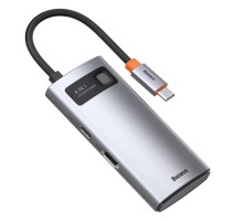 USB-хаб Baseus Metal Gleam Series 4-in-1 Multifunctional Type-C HUB Docking Station Gray（Type-C to HDMI*1+USB3.0*1+USB2.0*1+PD*1） (CAHUB-CY0G)