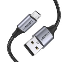 Кабель UGREEN US290 USB 2.0 A to Micro USB Cable Nickel Plating Aluminum Braid 2m (Black) (UGR-60148) (UGR-60148)
