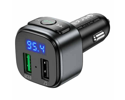 АЗП з FM-модулятором HOCO E67 Fighter QC3.0 18W car BT FM transmitter Black (6931474762122)