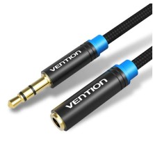 Аудіокабель Vention Cotton Braided 3.5mm Audio Extension Cable 2M Black Metal Type (VAB-B06-B200-M) (VAB-B06-B200-M)