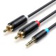 Аудіокабель Vention 3.5MM Male to 2-Male RCA Adapter Cable 1.5M Black (BCLBG) (BCLBG)
