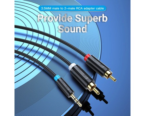 Аудіокабель Vention 3.5MM Male to 2-Male RCA Adapter Cable 1.5M Black (BCLBG) (BCLBG) Аудіокабель Vention 3.5MM Male to 2-Male RCA Adapter Cable 1.5M Black (BCLBG) (BCLBG)