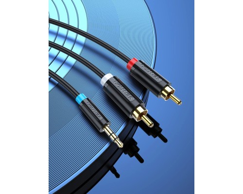 Аудіокабель Vention 3.5MM Male to 2-Male RCA Adapter Cable 1.5M Black (BCLBG) (BCLBG) Аудіокабель Vention 3.5MM Male to 2-Male RCA Adapter Cable 1.5M Black (BCLBG) (BCLBG)