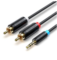 Аудіокабель Vention 3.5MM Male to 2-Male RCA Adapter Cable 2M Black (BCLBH) (BCLBH)