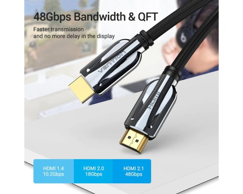 Кабель Vention HDMI-HDMI, 2M, v2.1, 8K 60Hz, 4K 120Hz, 2K 144Hz, 1080P 160Hz (AANBF) (AALBH) Кабель Vention HDMI-HDMI, 2M, v2.1, 8K 60Hz, 4K 120Hz, 2K 144Hz, 1080P 160Hz (AANBF) (AALBH)