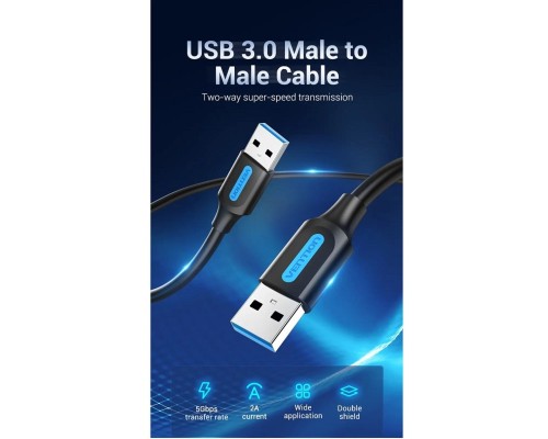 Кабель-подовжувач Vention USB 3.0 A Male to A Male Cable 0.5M Black PVC Type (CONBD) (CONBD) Кабель-подовжувач Vention USB 3.0 A Male to A Male Cable 0.5M Black PVC Type (CONBD) (CONBD)
