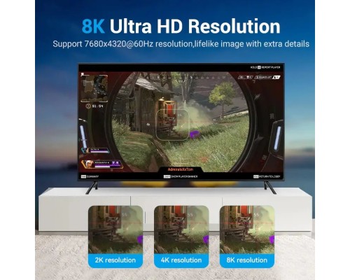 Кабель Vention DisplayPort, 1 м, v1.4 чорний, 8K 60 Hz, 4K 144Hz, 2K 165Hz, 1080P 240Hz (HCCBF) (HCCBF) Кабель Vention DisplayPort, 1 м, v1.4 чорний, 8K 60 Hz, 4K 144Hz, 2K 165Hz, 1080P 240Hz (HCCBF) (HCCBF)