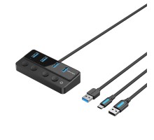 USB-хаб Vention USB 3.0 to USB 3.0 x4+USB C Hub With Individual Power Switches 1M Black (CHWBF) (CHWBF)