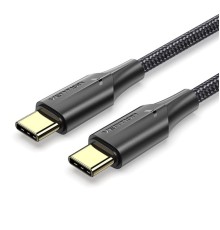 Кабель Vention Nylon Braided USB 2.0 C Male to C Male 3A Cable 2M Black LED Type (TAUBH) (TAUBH)