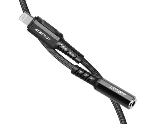 Кабель-перехiдник ACEFAST C1-05 Lightning to 3.5mm aluminum alloy headphones adapter cable Black (6974316280569)