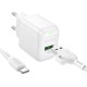 Мережевий зарядний пристрій BOROFONE BAS42A Potential single-port QC3.0 charger set(Type-C) 18W White (6941991113802)
