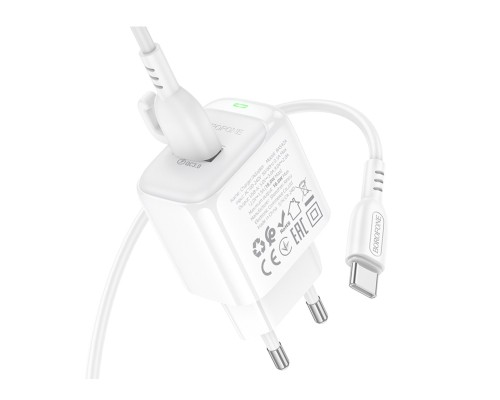 Мережевий зарядний пристрій BOROFONE BAS42A Potential single-port QC3.0 charger set(Type-C) 18W White (6941991113802)