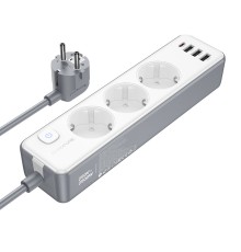 Мережевий подовжувач BOROFONE BAC9 Power 3-position socket(PD20W/1C3A)(EU/GER)(L=3M) White (6941991116667)