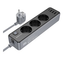 Мережевий подовжувач BOROFONE BAC8 Power 3-position socket(1C3A)(EU/GER)(L=2M) Black (6941991116636)