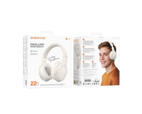 Бездротові навушники BOROFONE BO29 Fascinador BT headphones Milky white (6941991116049) Бездротові навушники BOROFONE BO29 Fascinador BT headphones Milky white (6941991116049)