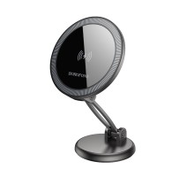 Автотримач для телефона з БЗП BOROFONE BH218 Star metal magnetic wireless fast charging car holder (center console) Metal Gray (6941991111327)