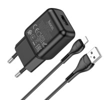 Мережевий зарядний пристрій HOCO C96A single port charger set(iP) Black (6931474765987)