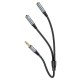 Адаптер HOCO UPA21 2-in-1 3.5 headset audio adapter cable(male to 2*female) Metal gray (6931474766809)