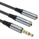 Адаптер HOCO UPA21 2-in-1 3.5 headset audio adapter cable(male to 2*female) Metal gray (6931474766809)