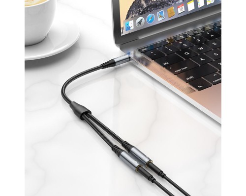 Адаптер HOCO UPA21 2-in-1 3.5 headset audio adapter cable(male to 2*female) Metal gray (6931474766809) Адаптер HOCO UPA21 2-in-1 3.5 headset audio adapter cable(male to 2*female) Metal gray (6931474766809)