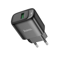 Мережевий зарядний пристрій HOCO C140A Smart single port QC3.0 charger(EU) Black (6942007627788)